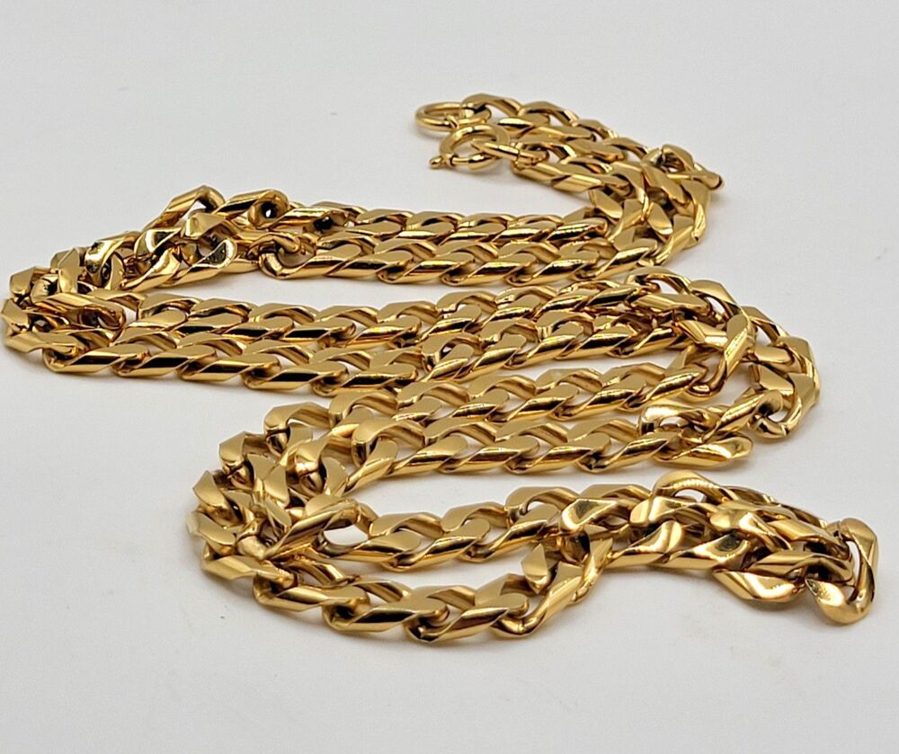 80s Heavy Gold Curb Cuban Link Chain 64g Necklace Long Statement Layering 30"